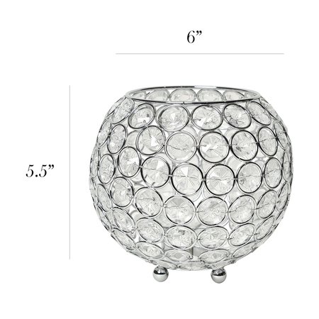 Elegant Designs Elipse Crystal and Chrome 5.5 Inch Circular Candle Holder HG1007-CHR